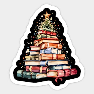 Bookworm Christmas Tree Books Sticker